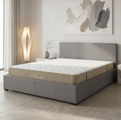 Bed with mattress and storage space Norse-Nemesis gray PU 160x200cm