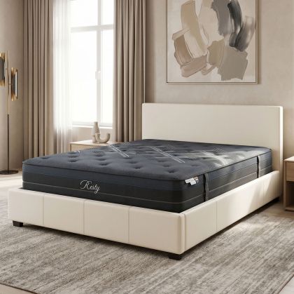 Bed with mattress and storage space Norse-Resty PU white 160x200cm