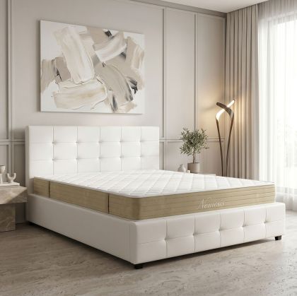 Bed with mattress and storage space Roi-Nemesis PU white 160x200cm