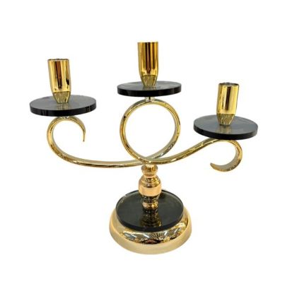 Metal candlestick - glass gold - black 26X28CM