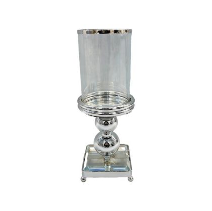 Metal candlestick - glass, silver 11X11X30CM