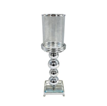 Metal candlestick - glass, silver 11X11X40CM