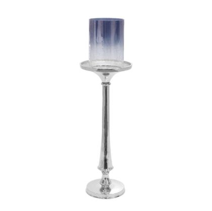 Metal candlestick - glass, silver 12X15X53CM