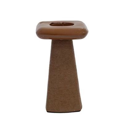 Metal candlestick matte - glossy terracotta 9X9X15CM