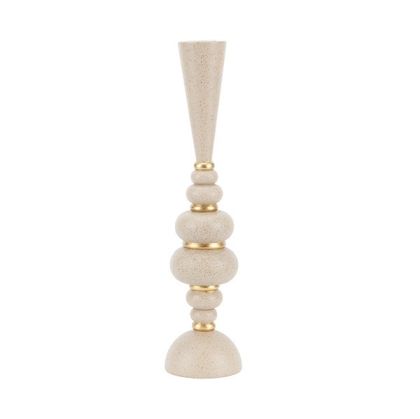 Candlestick polyresin beige - gold 7.8X7.8X33CM