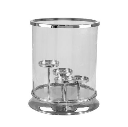 Candlestick with 4 positions, metal - glass, silver 34.5X30X35CM