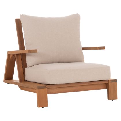 Mirex HM6641 armchair, acacia wood in natural color - ecru cushions 80X96X62ВСМ.