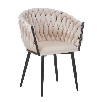 VERDI armchair, metal, painted black, suede fabric, beige lampshade
