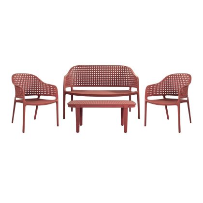 Garden set MALAGA PP-UV Bordeaux: Sofa + 2 Armchairs + Coffee table