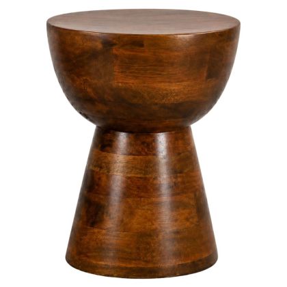 Brown mango wood side table Ф37X48CM