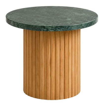 Set of 2 wooden brown tables with mint top D61X46CM