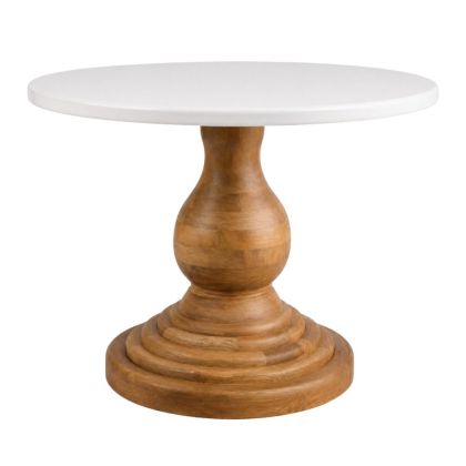 Round wooden dining table with white top and marble effect Ф120X80СМ