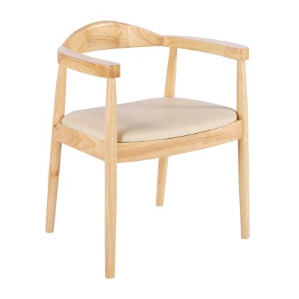 SARA dining chair, natural wood, ecru polyurethane seat