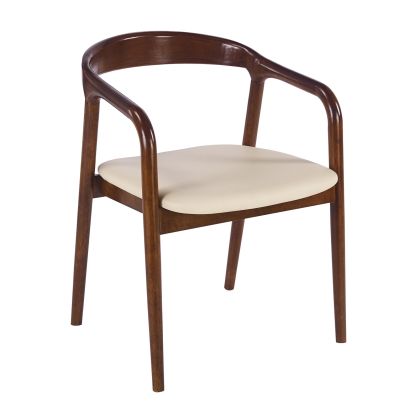 Dining chair SIMONE, walnut wood, ecru polyurethane seat