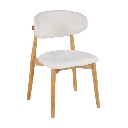 Dining chair ULTRA, natural wood, Teddy fabric white