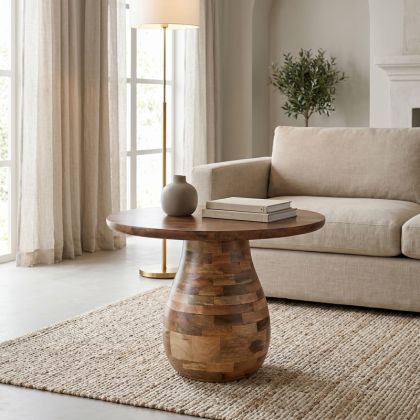 Coffee table Benzano, natural color, mango wood Φ60x45cm
