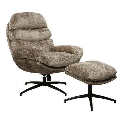 Swivel armchair FL2525 with metal legs and step, mustard color 93X78X99CM