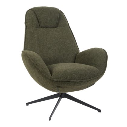Flago swivel armchair, boucle fabric, olive green, 85x88x103.5 cm