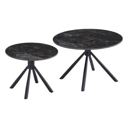 Set of 2 coffee tables Avrian black color 70X45+50X41CM