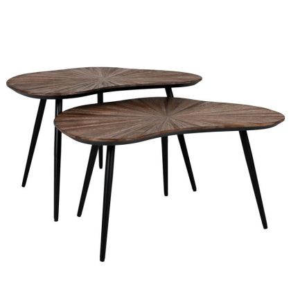 Set of 2 coffee tables Gaia brown color 76X52X45CM and 76X52X38CM