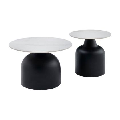 Set of 2 coffee tables Setrina white-black color 70X46+50X48CM