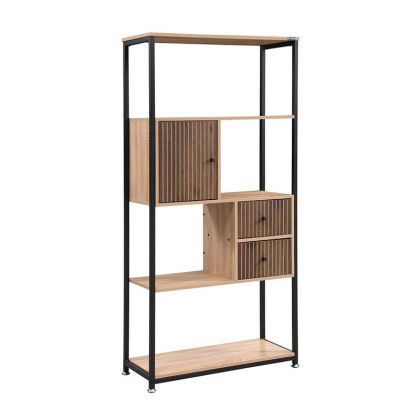 Метална библиотека-рафт Rythmos Sonoma-цвят орех 78X30X158СМ