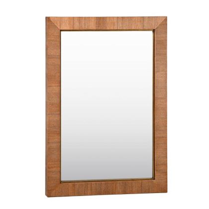 Noria mirror with veneered painting on canvas in brown color 74X5X104CM
