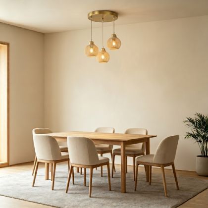 Полилей с три лампи Denma E27, златиста, метална, с PP, D40x120 см