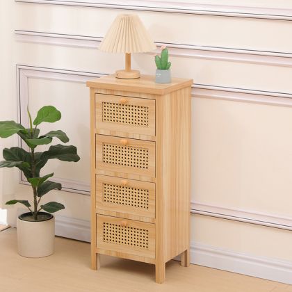 Скрин от скандинавски бор, ратан в естествен цвят, 34.5x26x78.5 см