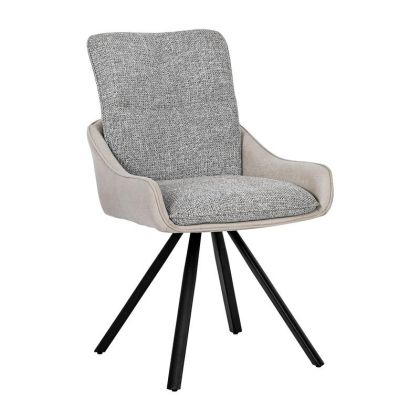 Стол Santi Duo с метални крака и сиво-бежов цвят на плат 65X55X90СМ