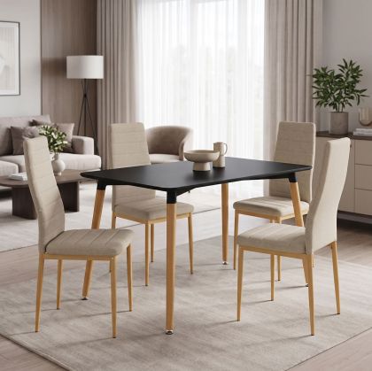 Комплект Parker с бежови столове и черна маса Natali 120x80x76 см, 5 части