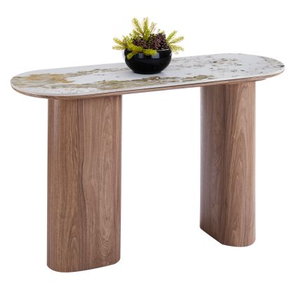 Конзола Marblex HM18446 керамичен плот в цвят Pandora - Mdf крака в орех 120X40X76ВСМ.