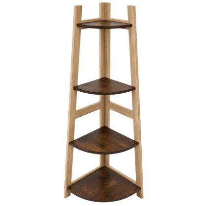 Дървена MDF ъглова етажерка 37x37x118 см