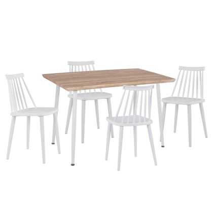 Комплект маса и столове 5 части Paloma HM11389 Бял-sonama Mdf плот