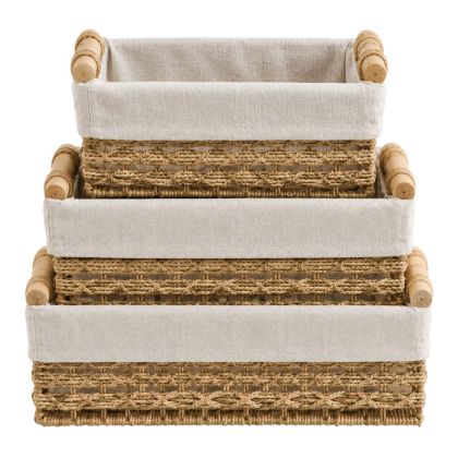 Комплект от 3 двуцветни плетени панери 36x23x14, 31x18x12, 26x15x10 см