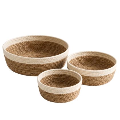 Комплект от 3 двуцветни плетени панери Ø30x10, 28x9, 25x8 см