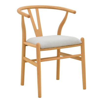 Стол Wishbone, каучуково дърво-плат, в естествено сив цвят, 51x58x73см