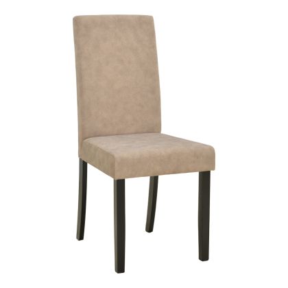 Стол Zeben, антично бежов плат, с черен крак от каучуково дърво, 43.5x55.5x93.5см