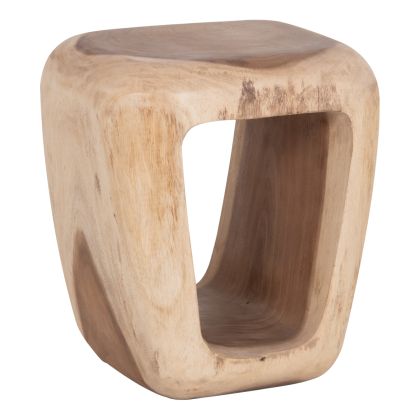 Табуретка Dens HM18451, дървесина Suar, натурален цвят, размери 38X34X48ВСМ.