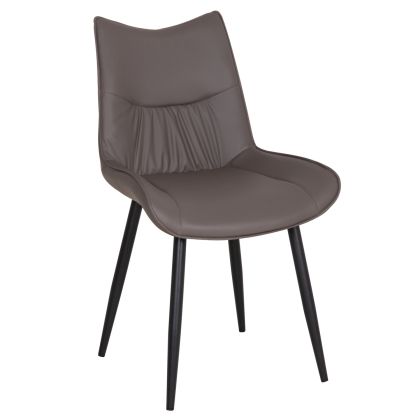 Трапезен стол Eisen HM18422.01 сив Pu (fango) - метални крака в черно 54X58X89ВСМ.