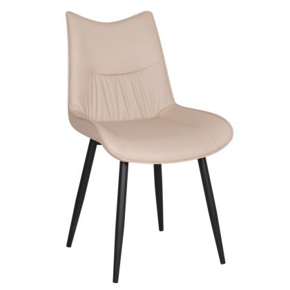 Трапезен стол Eisen HM18422.02 бежов Pu (tortora) - метални крака в черно 54X58X89ВСМ.