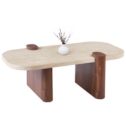 Холна маса Arden HM18435 Mdf плот в цвят травертин камък - Mdf крака в орех 120X60X40ВСМ.