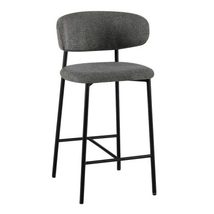 Бар стол със средна височина Kimo HM18462.01 сив плат - метални крака в черно 47X48X93ВСМ