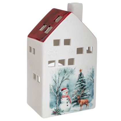 Бял керамичен свещник за дом 11х7.5х18.5см