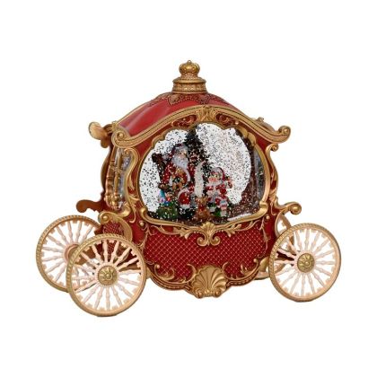 Декоративна коледна кабриолет/кареца FL24003 с музика и Usb червена 26X11X20 см