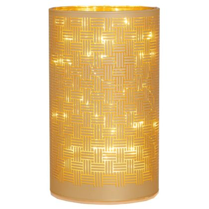 Златен стъклен свещник с Led светлина 9х15см на батерии