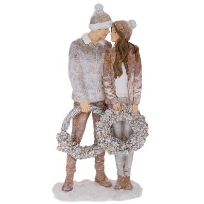 Кремава полирезинова двойка с венец 13.5X6.5X26 см