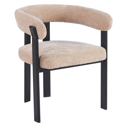 Трапезен стол Shemi HM18476.11 кафяв кадифе - метални крака в черно 65X56X79ВСМ.