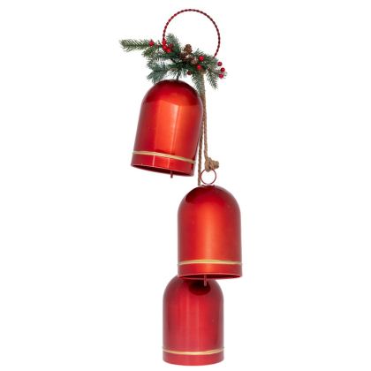 Червени висящи метални декорирани камбанки 30х25.5х90см