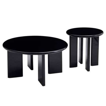Комплект 2 холни маси Flix HM18452.02 Mdf в черен гланц φ80 и φ50см.